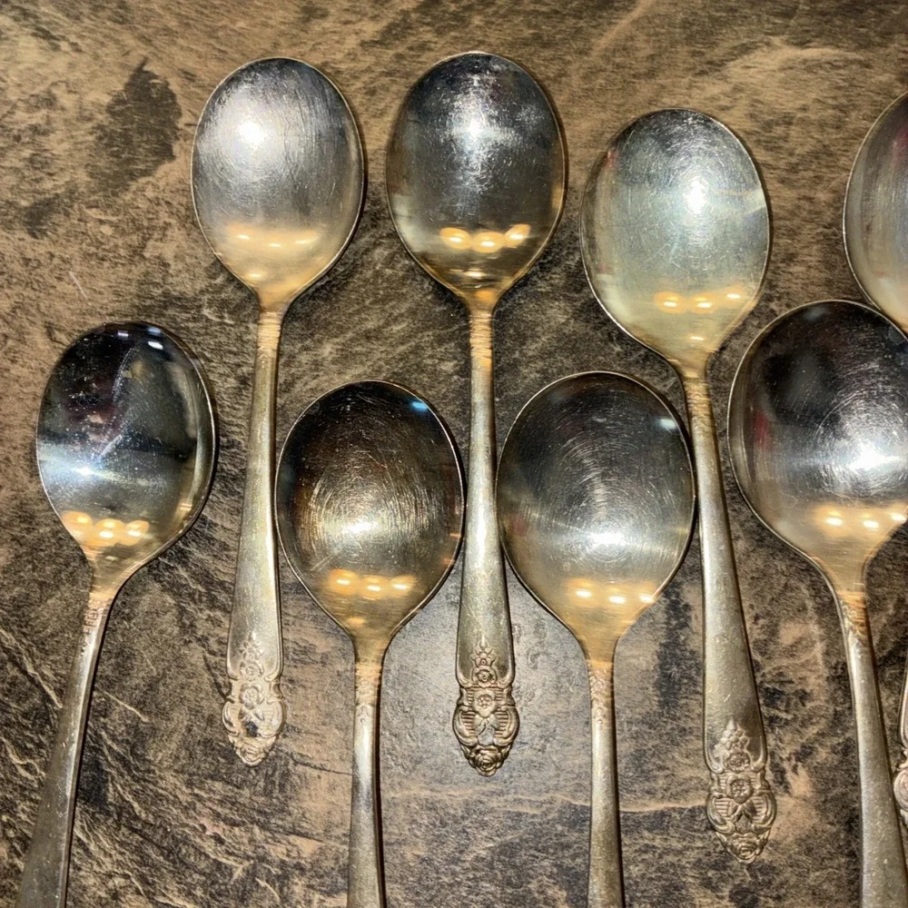 Set Of 10  Silver Plate Prestige Soup Spoons 1951 Silverware Flatware